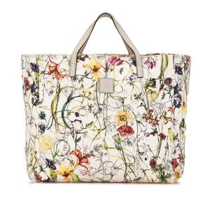 Gucci Flower Motif Tote Bag White